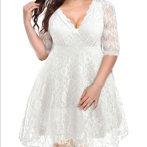 Sold ❤️ White Lace V neck Dress